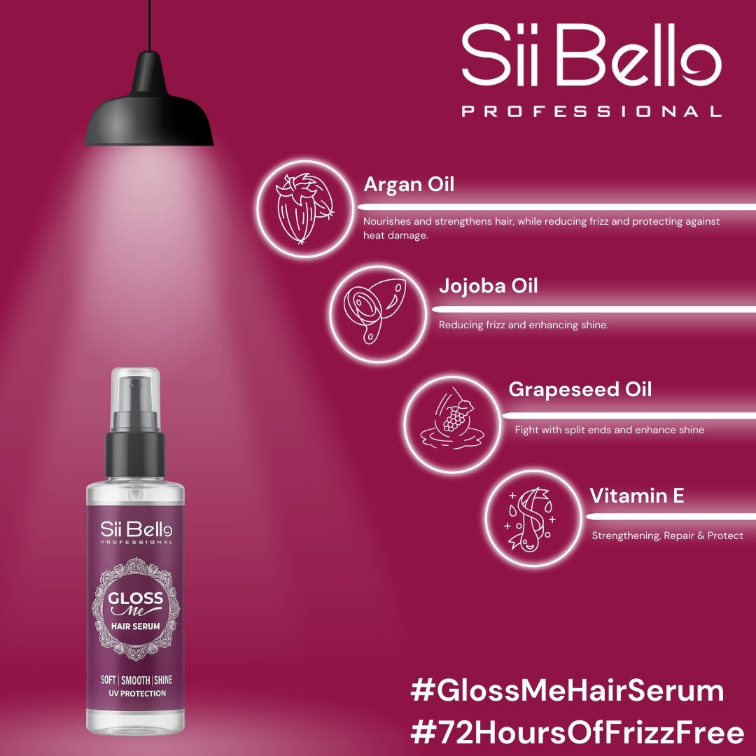 Sii Bello Gloss Me Hair Serum - Mineral Oil Free, Frizz Control & Sine - 100ml